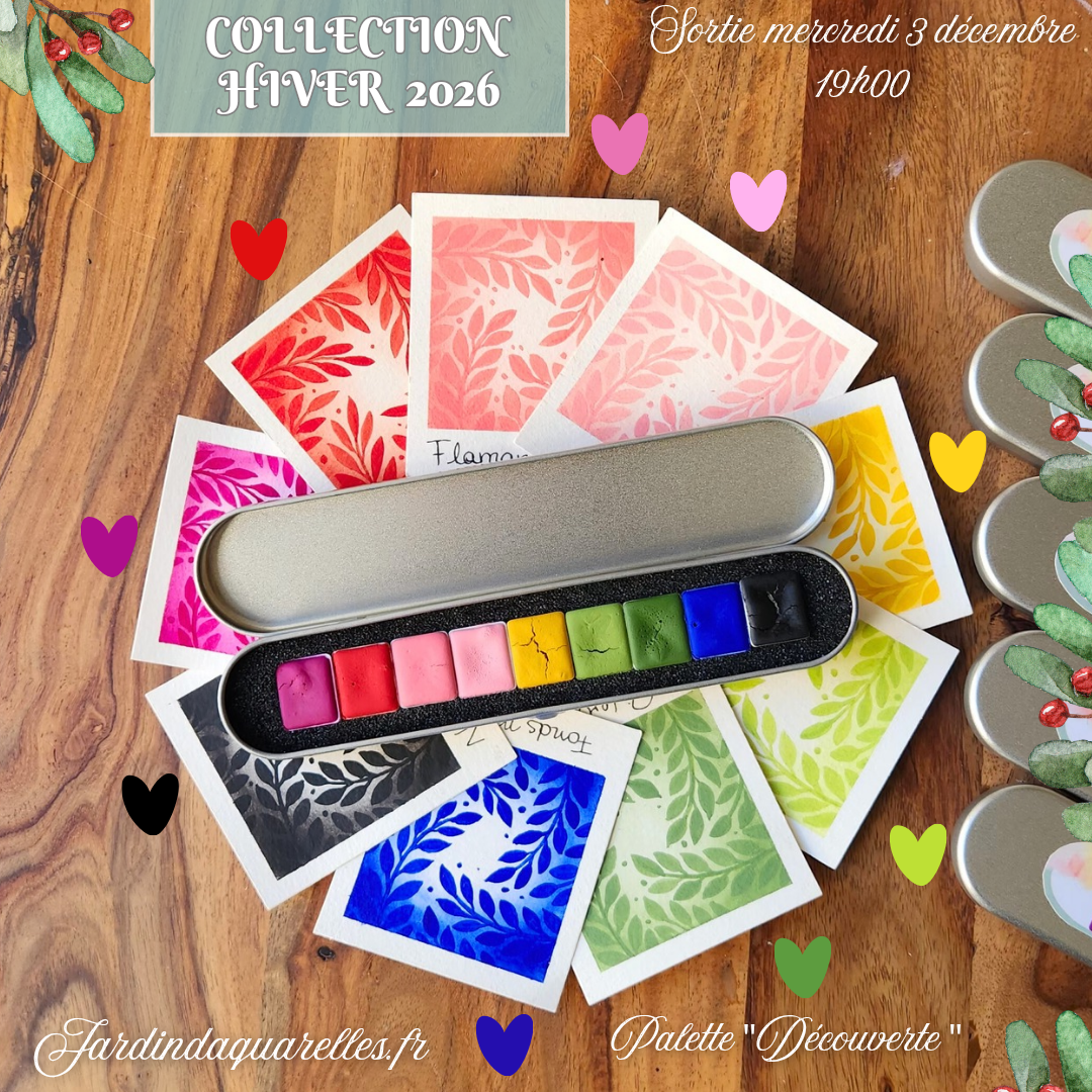 Palette 9 aquarelles artisanales "DÉCOUVERTE"