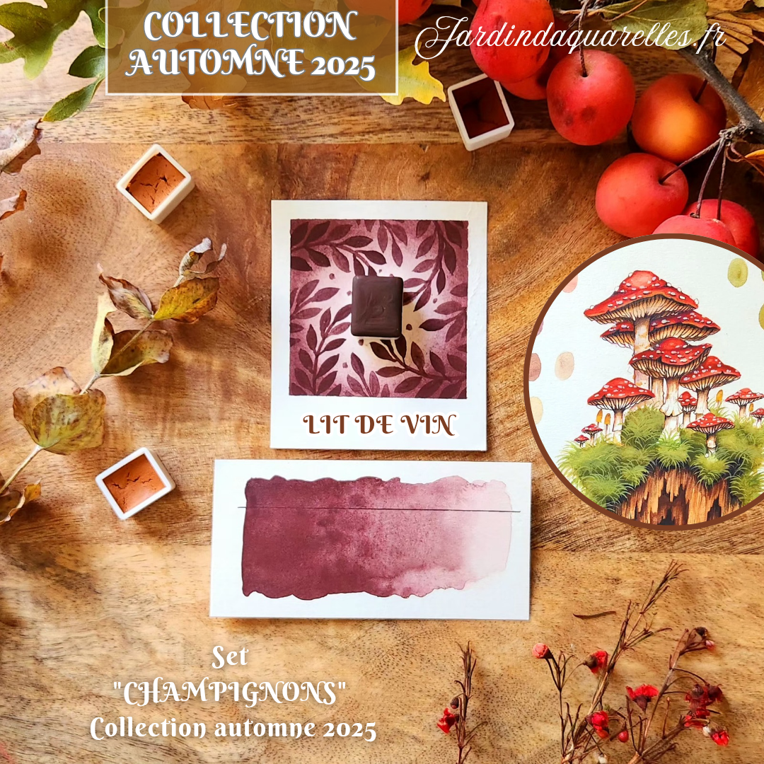 Lit de vin, aquarelle artisanale, demi-godet