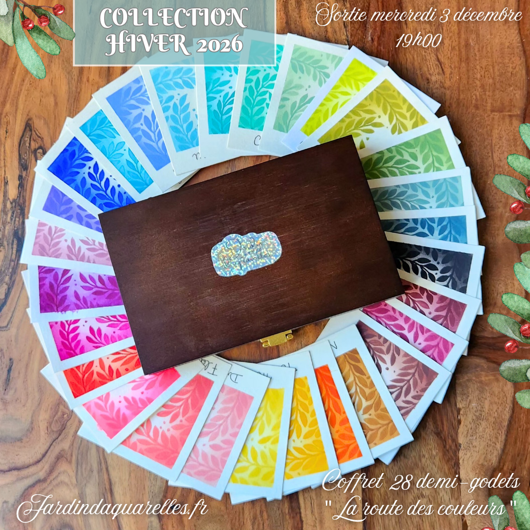 Coffret 28 aquarelles artisanales "LA ROUTE DES COULEURS"