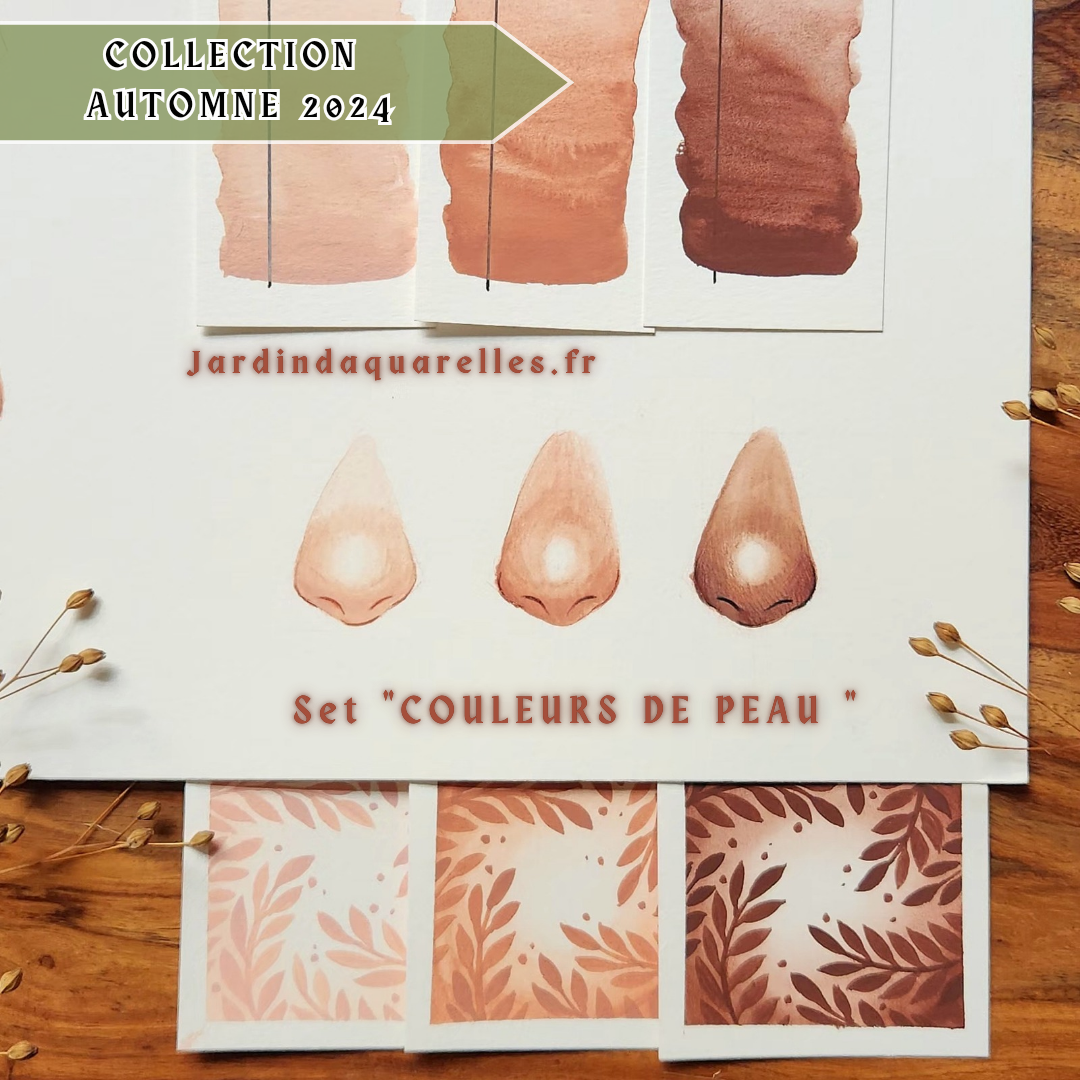 Set "COULEURS DE PEAU" 3 aquarelles artisanales